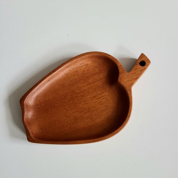 Hand crafted in Haiti exclusively for Geni wooden teak trinket dish fruit shape. - Picture 1 of 5